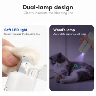 MeeGoo Pet Nail Clipper กรรไกรตัดเล็บสัตว์เลี้ยง มีไฟ LED สําหรับสุนัข แมว พร้อมตะไบในตัว