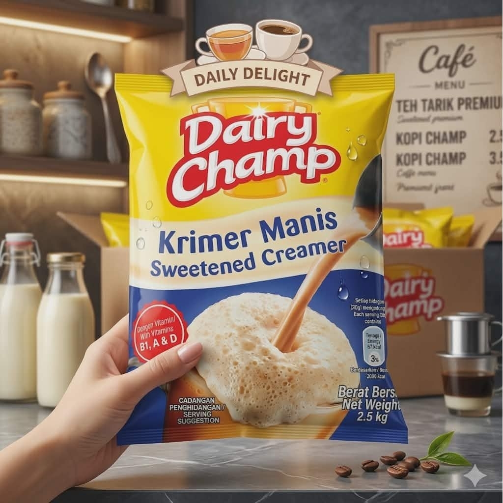 นมข้นหวาน Dairy Champ แบบถุง 2.5 กก. ยกลัง มี 8 ถุง