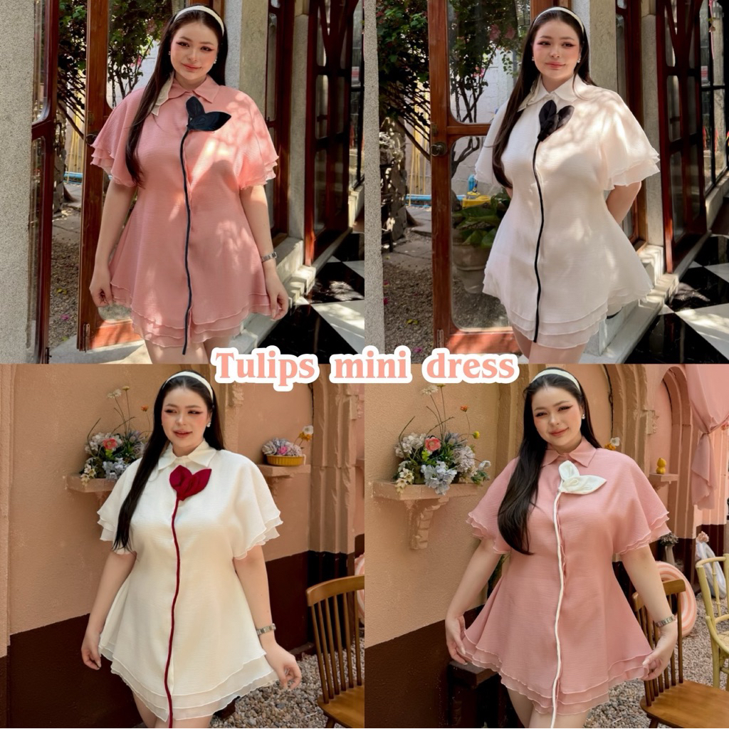 Lady M | Tulips mini dress plussize เดรสสั้นลุคคุณหนู เรียบง่ายแต่น่ารักสุดๆ ใส่ดินเนอร์ คาเฟ่ ทำงาน