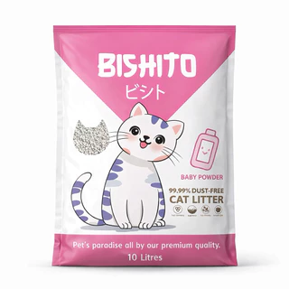 Bishito x HaosenCat 10ลิตร ทรายแมวสูตรฝุ่นน้อย