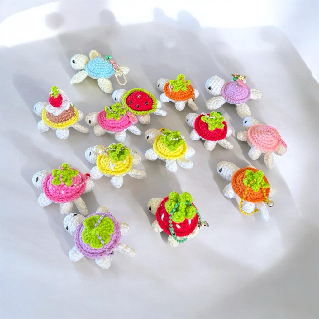 พวงกุญแจเต่าถักไหมพรมลายผลไม้ & ขนม (Crochet Turtle Keychain) แฮนด์เมด น่ารักพกพา