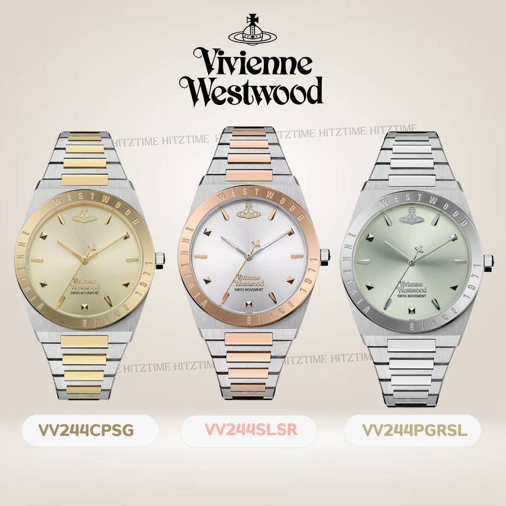 Vivienne Westwood นาฬิกาข้อมือผู้หญิง นาฬิกาผู้หญิง แบรนด์เนม  Brandname รุ่น VV244PGRSL VV244SLSR  VV244CPSG 34mm