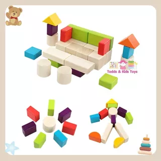 ๋JKP Toys ของเล่นไม้เสริมพัฒนาการ บล็อกไม้กระตุ้นความคิด เป็นชุดบล็อกไม้ 30 ชิ้น