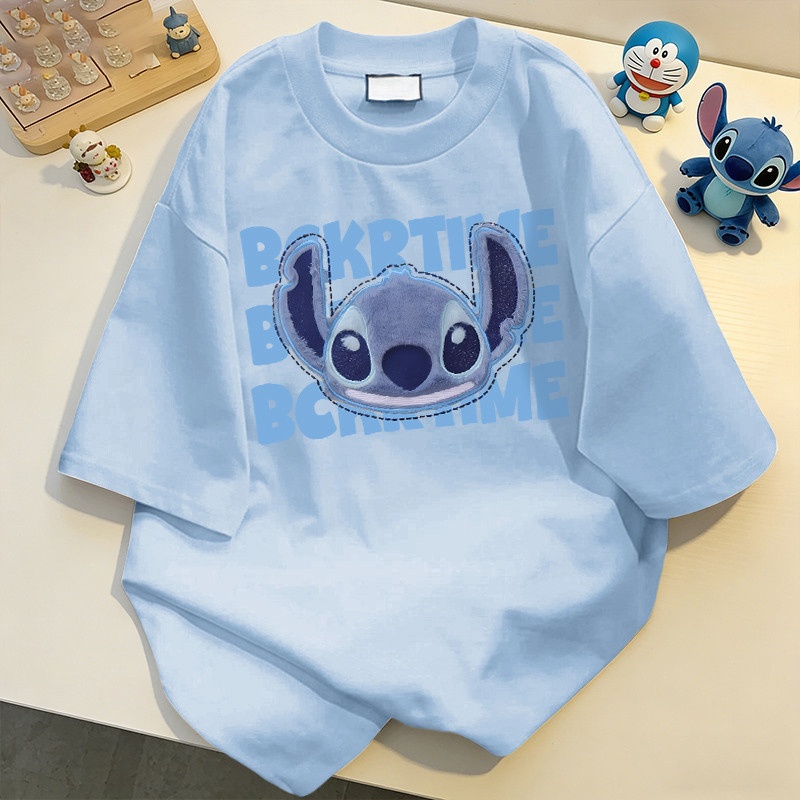 【จัดส่งตลอด 24 ชั่วโมง】ใหม่ล่าสุด✨แฟชั่นเกาหลี Stitch เสื้อยืดเปล่า ผ้าหนายับยากรีดง่าย 4.16
