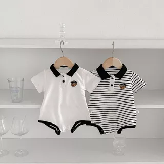 NT Baby - 208 ส่งด่วนกทม 🐻‍❄️ บอดี้สูทโปโลเจ้าหมีสุดคูล รุ่น Mini Polo Bear Romper 🖤🤍บอดี้สูทสไตล์โปโล ใส่แล้วดูแพง