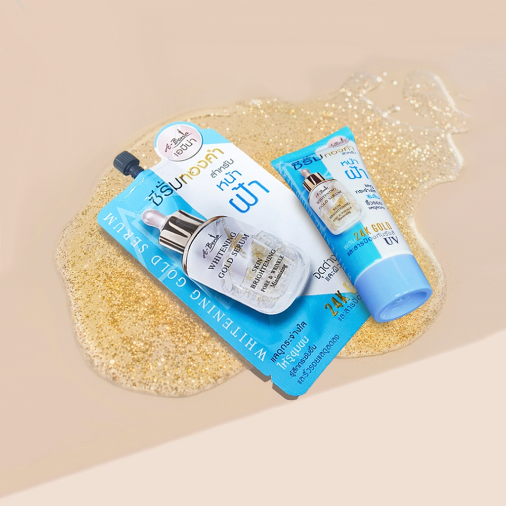 เอบีน่า ซีรั่มบำรุงหน้า ซีรั่มทองคำ  หน้าฝ้า ผิวแห้ง หมองคล้ำ ABENA WHITENING FACIAL GOLD SERUM : 24K Gold Serum