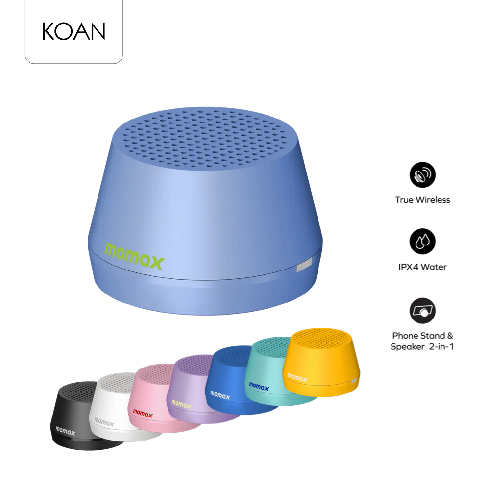 MOMAX ลำโพงพกพา 1-VIBE GO LITE Magnetic Wireless Speaker ดีไซน์แม่เหล็กสุดล้ำ เป็นขาตั้งโทรศัพท์มือถ