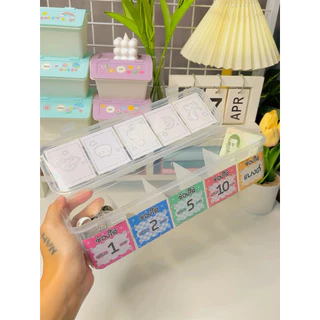 กล่องเก็บเหรียญ 4 ช่อง + ช่องแบงค์ | กล่องออมเงิน | ลายการ์ตูนสุดน่ารัก