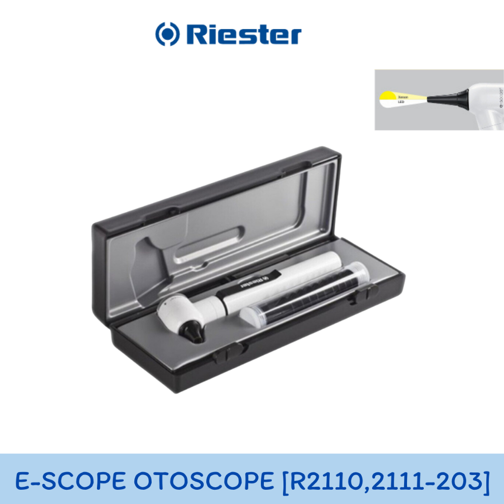 Riester ชุดอุปกรณ์สำหรับส่องตรวจหู แบบพกพา รุ่น e-scope F.O. Otoscope, LED3.7V (R2110,2111-203) [รับ