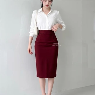 New S01🍵 [S - 10XL] กระโปรงทำงานสาวอวบ เอวสูงทรงสอบ มีขอบเก็บพุง มีซับใน+กระเป๋าซ่อน ไซส์ใหญ่พิเศษ รอบเอว 32-56 นิ้ว
