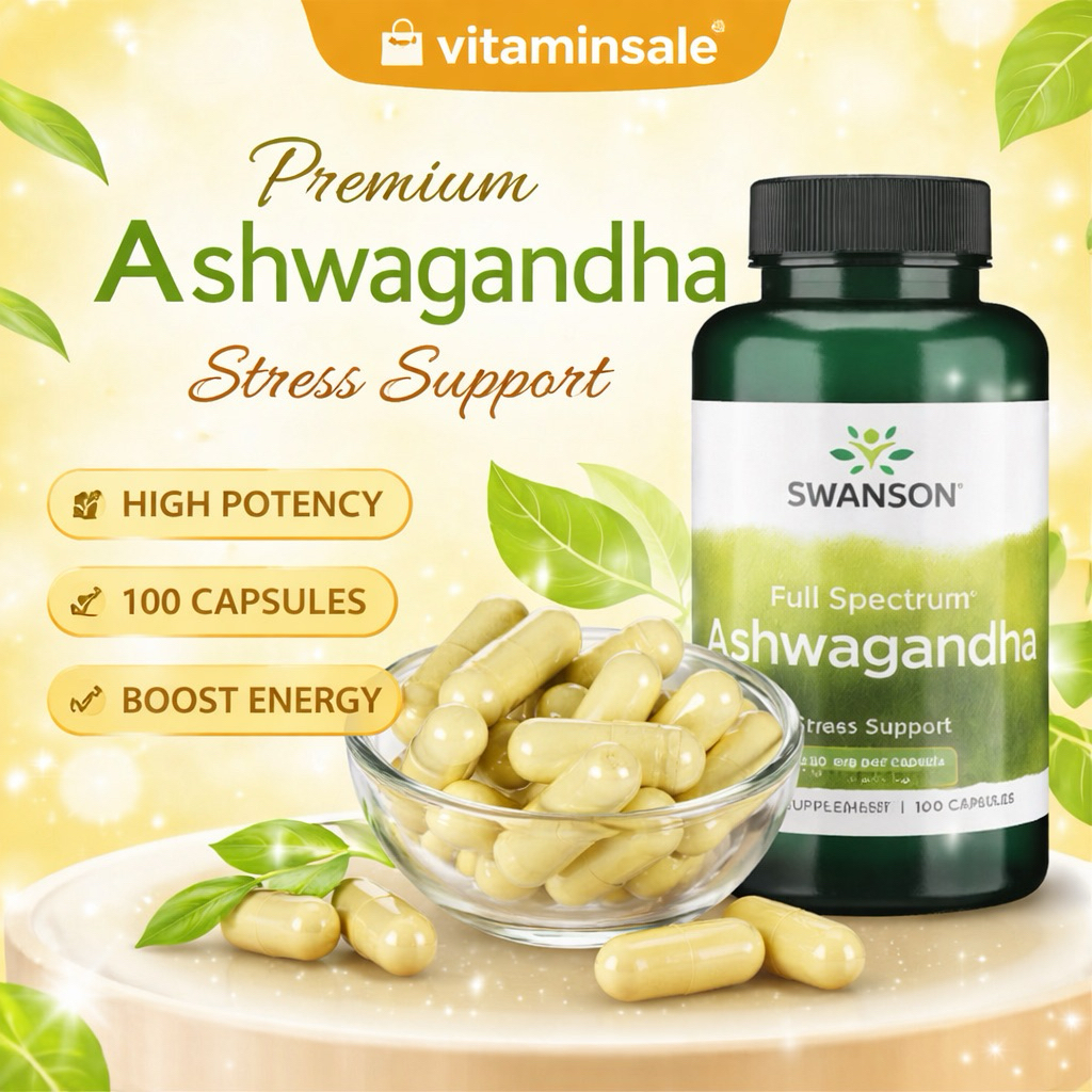 Swanson Ashwagandha 450mg 100 แคปซูล โสมอินเดีย ดูแลความสมดุลและพลังงาน