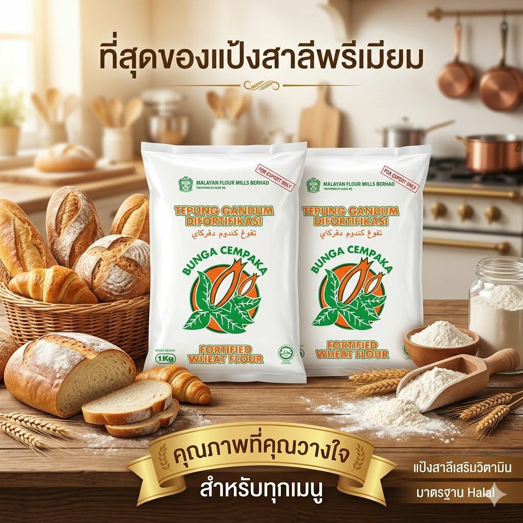 แป้งสาลี แป้งหมี่ แป้งอเนกประสงค์ใช้ทำขนม นำเข้าจากมาเลเซีย (ขายยกลัง 10 Kg.)
