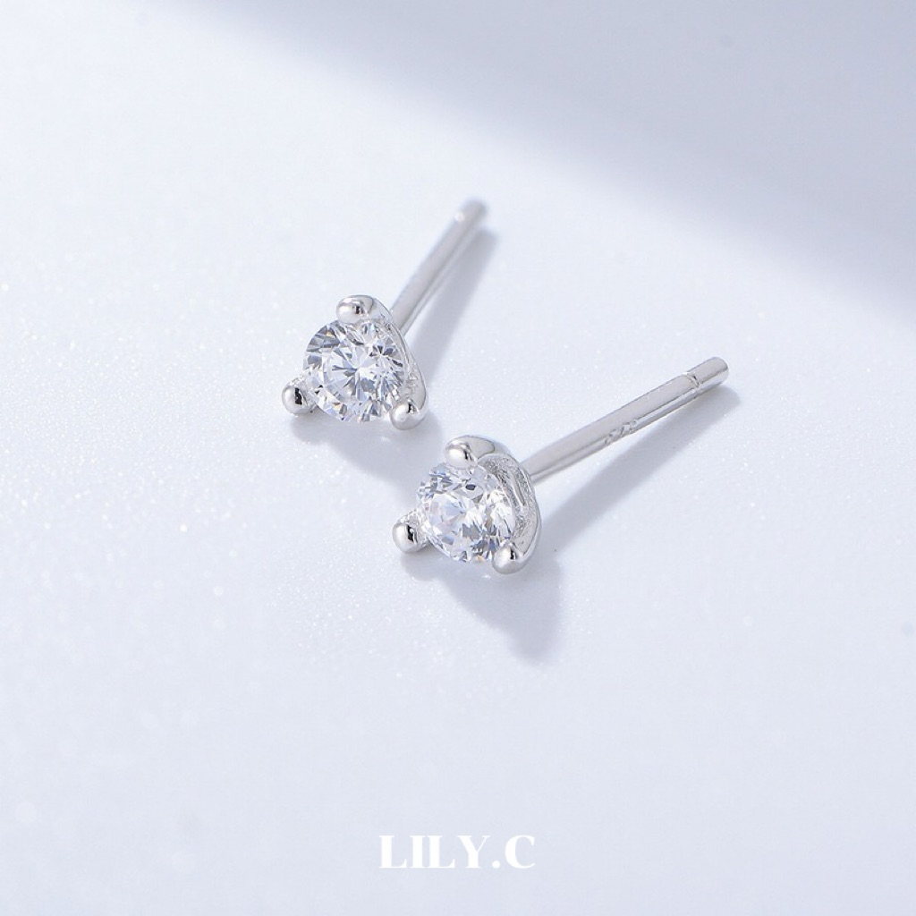 ✅ มีใบรับรองเงินแท้  ✨ LILY.C✨ จิวเงินแท้ CZ ต่างหูเงินแท้ (A44) รูปที่ 3