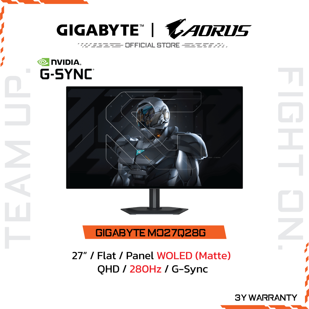 GIGABYTE MO27Q28G Gaming Monitor (จอมอนิเตอร์) | 27" QHD | WOLED | 0.03ms | 280Hz | G-Sync