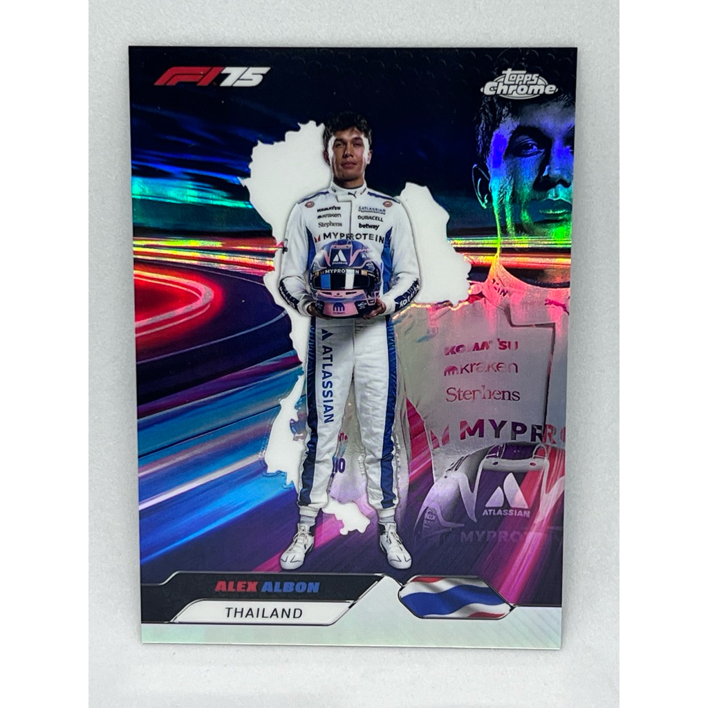 การ์ด F1 Topps Chrome F1 2025 Alex Albon Neon Nations Thailand
