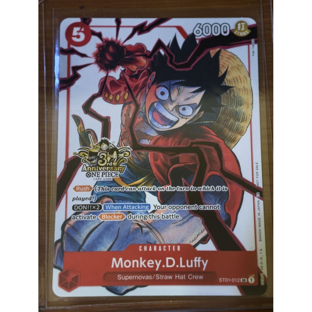 One Piece English Card Game Carte Monkey.D.Luffy ST01-012 3rd Anniversary En