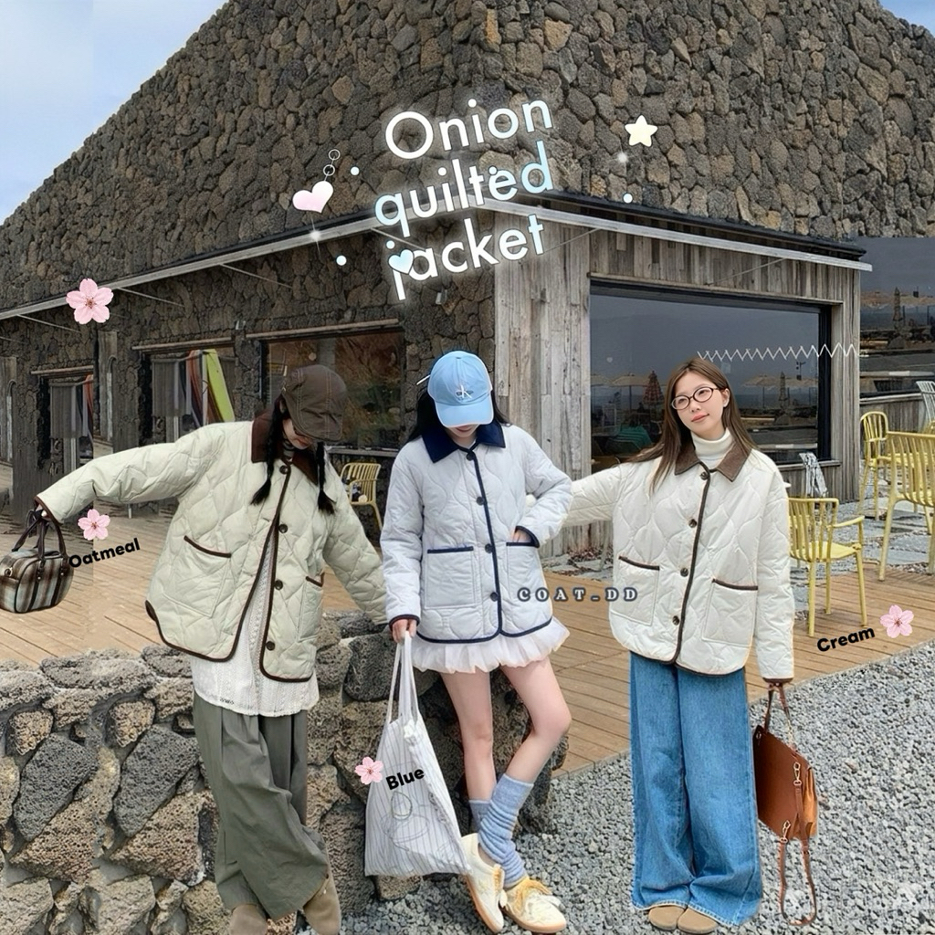 DD(no.159) 🪴🧅 Onion Quilted Jacket 🌰✨🌸เติมลุคคุณหนูแบบ Cozy ด้วยเสื้อคลุมบุนวมสุดคิ้วท์🌷🧶