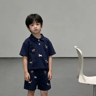 ชุดเสื้อโปโลปักลายสำหรับเด็ก สไตล์เกาหลี — ตกแต่งด้วยลวดลายปักอย่างจัดเต็ม น่ารักสุดๆ เนื้อผ้าสวมใส่สบาย