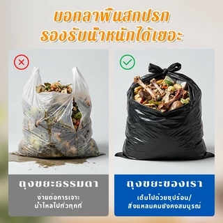 ถุงขยะดำ หนา เหนียว เกรดA ไม่ขาดง่าย ไม่รั่วซึม ไร้กลิ่น 100 ใบ หลายขนาด ราคาประหยัด พร้อมส่ง