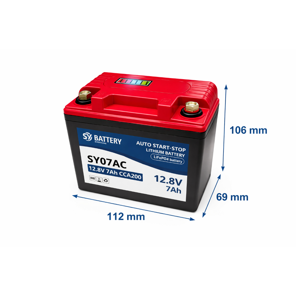 SY Battery แบตเตอรี่ลิเธียมไอออนฟอสเฟต LiFePO4 สำหรับมอเตอร์ไซค์ 12V 6.5 /13 AH/15AH/20AH/30AH
