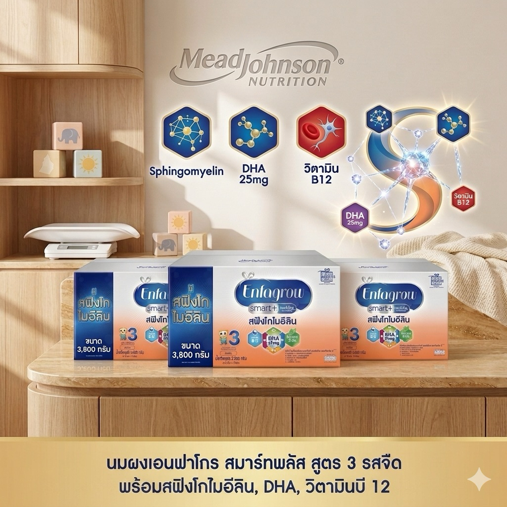 ( สินค้าพร้อมส่ง )Enfagrow Smart+ นมผงสูตร3รสจืดขนาดใหม่ 3,800กรัม สมาร์ทพลัส (กล่องเงิน)