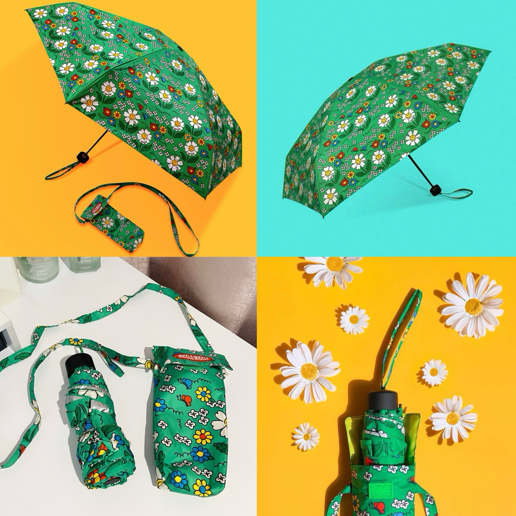 พร้อมส่ง Wiggle Wiggle ของแท้ ร่มพับ Garden ลายดอกไม้ พร้อมสายสะพาย Umbrella ร่มน่ารัก ร่มพกพา ร่มกันยูวี 48020