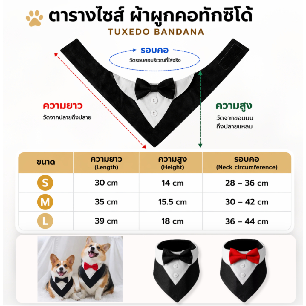 สูทหมา Dog Tuxedo ปลอกคอสุนัข/แมว ผ้าพันคอหมา หมาใหญ่ใส่ได้ ใส่ออกงาน งานแต่ง วันเกิด ปรับรอบคอได้ พร้อมส่ง ราคา ถูกที่สุด ดีลบีเคเค แกลเลอรีภาพที่ 2
