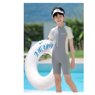 NT-217 🌊 [URBAN POOL VIBES] ชุดว่ายน้ำบอดี้สูทดีไซน์สุดคูล เรียบแต่โก้! ⛱️ชุดว่ายน้ำเด็กวันพีซซิปหน้า สีพาสเทล 🌊👶