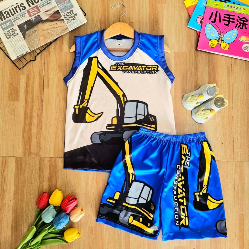 เสื้อผ้าเด็ก ชุดเซต เสื้อผ้าเด็กชสย หญิง  แขนกุด (กล้าม) ผ้าลื่นไมโคร