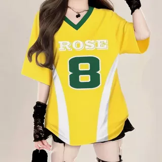 เสื้อบาสเกตบอลผู้หญิง oversize เสื้อผ้าสาวอวบไซส์ใหญ่ ทรงหลวมสไตล์เกาหลี เสื้อยืดกีฬาแฟชั่นมาใหม่ สกรีนเเบบวินเเทจฮิปฮอป