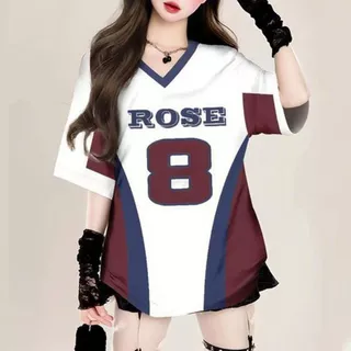เสื้อบาสเกตบอลผู้หญิง oversize เสื้อผ้าสาวอวบไซส์ใหญ่ ทรงหลวมสไตล์เกาหลี เสื้อยืดกีฬาแฟชั่นมาใหม่ สกรีนเเบบวินเเทจฮิปฮอป