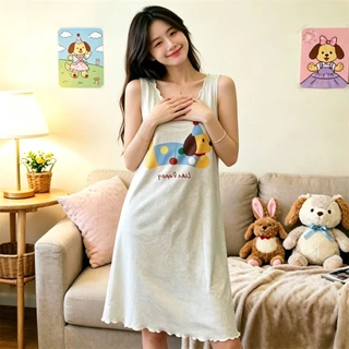 🧡ส่งไวจากไทย🧡 พรีเมี่ยม การ์ตูนเสื้อกั๊กสไตล์กระโปรงนอนผู้หญิงฤดูร้อนบาง ๆ เชื้อราขอบแขนกุดชุดนอนฟั่นเสื้อผ้าบ้าน