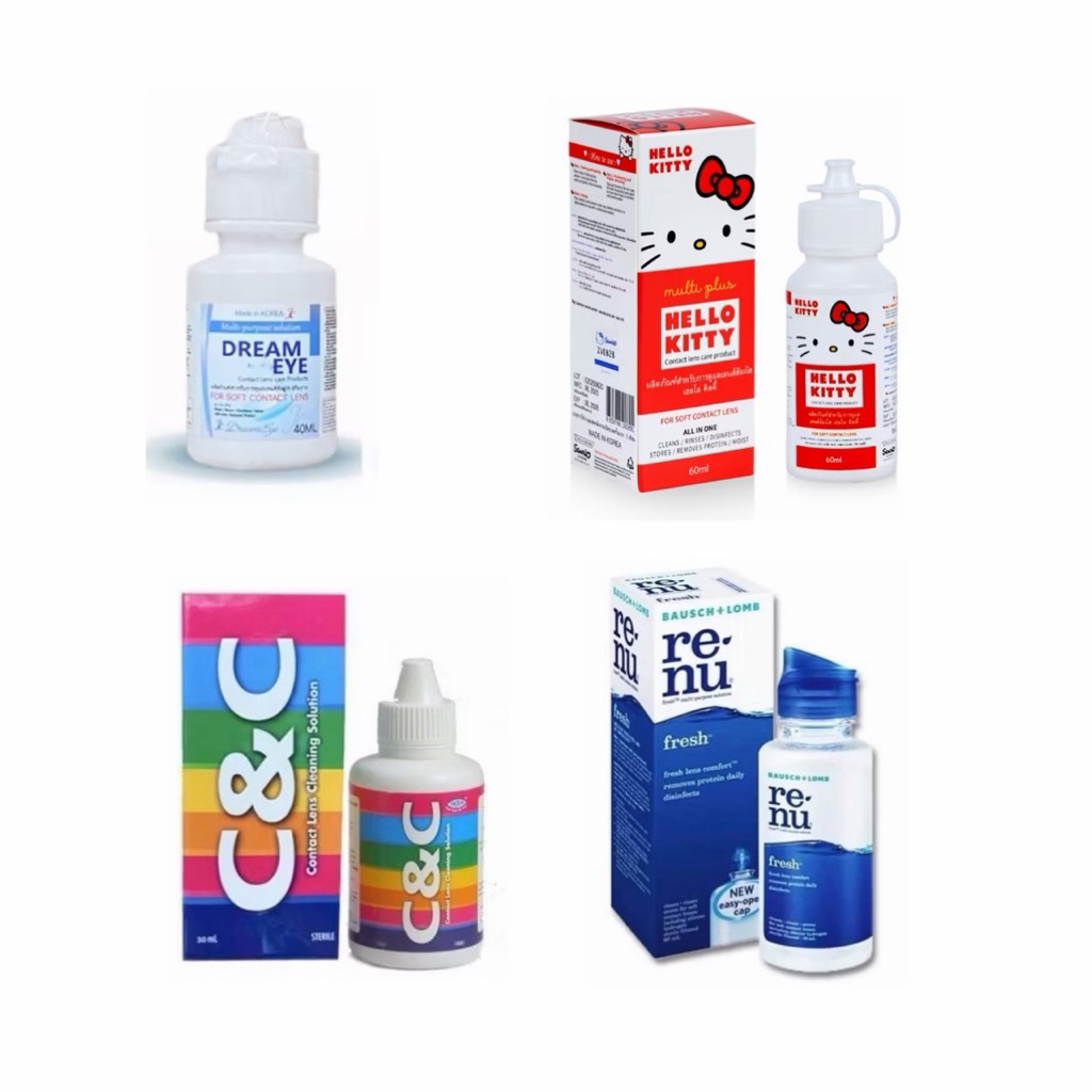 น้ำยาแช่คอนแทคเลนส์ ยี่ห้อ Dream Eye C&C รีนิว และคิตตี้ ล้าง แช่ เลนส์บิ๊กอาย