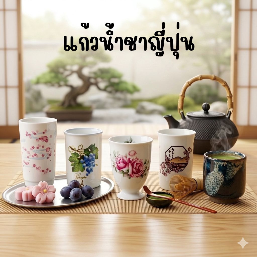 ถ้วยน้ำชาญี่ปุ่น แก้วเซรามิคมือสองสภาพดี แก้วชาญี่ปุ่น stock 38