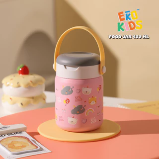 EKOKIDS FOOD JAR กระปุกอาหารสแตนเลส 304 สำหรับใส่อาหารและเครื่องดื่ม เก็บอุณหภูมิ ร้อน-เย็น แถมช้อนสแตนเลส 304พับเก็บได้
