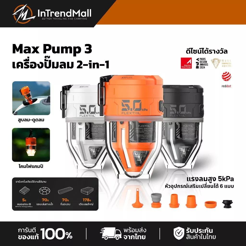 FLEXTAIL Max Pump 3 เครื่องปั๊มลม 2-in-1 ใช้งานง่าย ดีไซน์ได้รางวัล