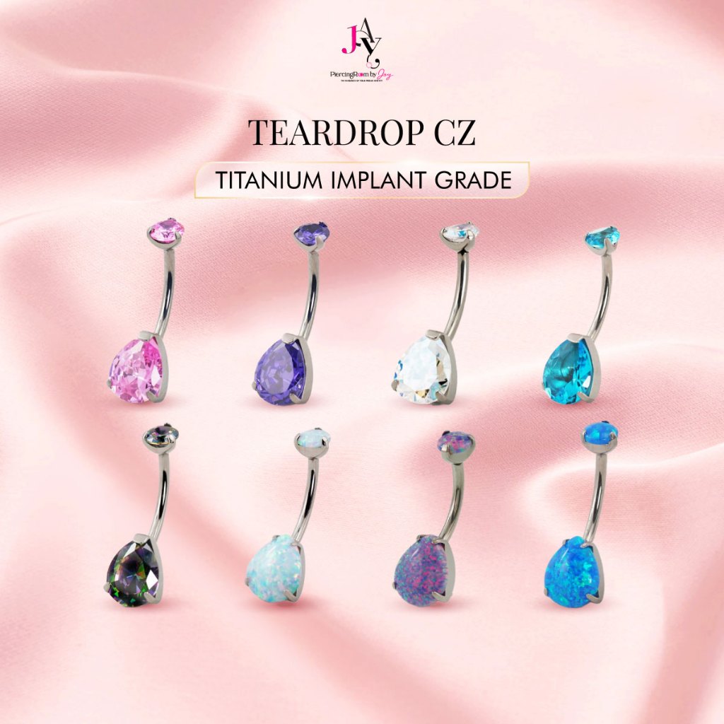 Piercingroom by Jay จิวสะดือ Teardrop CZ Titanium เกรดการแพทย์ (ราคาต่อชิ้น)