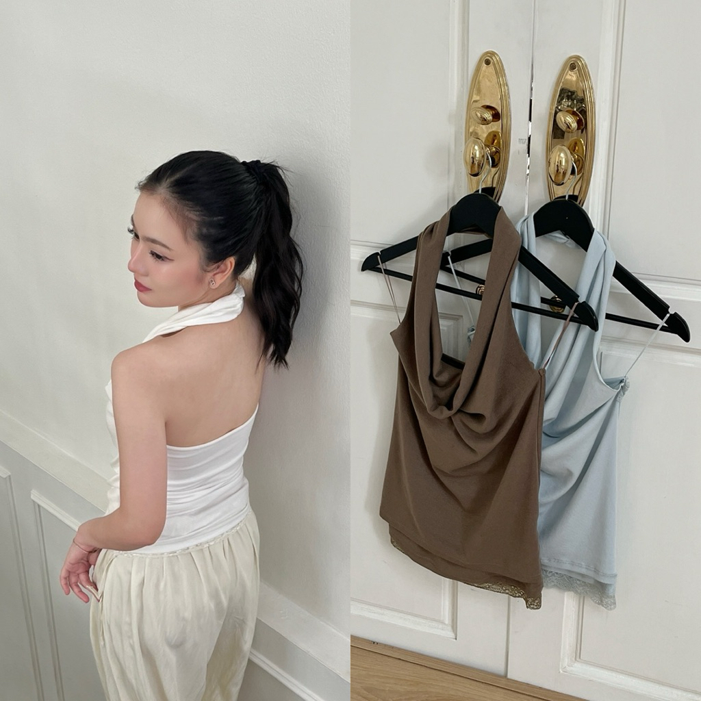 urban apparels | rei lace halter top เสื้อคอถ่วงเปิดหลังดีเทลลูกไม้พร้อมซับใน