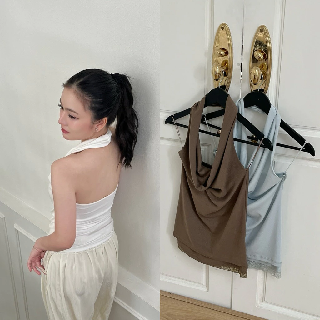 urban apparels | rei lace halter top เสื้อคอถ่วงเปิดหลังดีเทลลูกไม้พร้อมซับใน