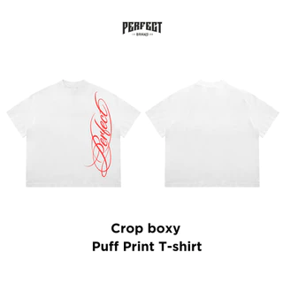 (สกรีนนูน)อัปเดตลายใหม่2*Crop boxy T-shirt เสื้อยืดทรง บ็อกซี่ รุ่น(สกรีนนูน) คอฟิต - PERFECTBRAND