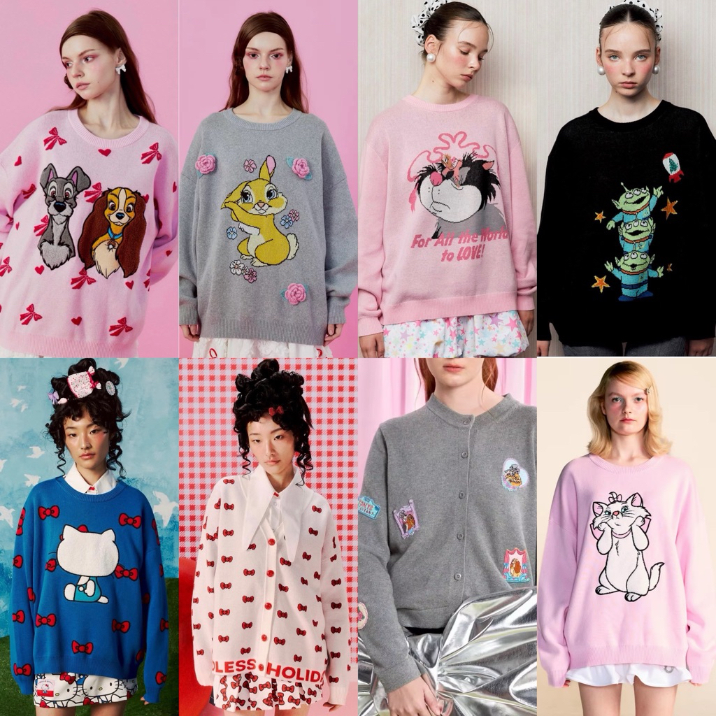 🌈✨ พร้อมส่ง มีส่งด่วน💕Endless Holiday /Knit Sweater - Greenman, Lucifer,  Ms.Bunny Love Ash, Lady&Tramp ,Kitty /Cardigan