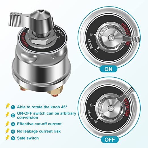สวิตช์ตัดไฟแบตเตอรี่ 12V-48V 300A สวิตช์ตัดไฟหลัก High Current Battery Kill Switch พร้อมแผงติดตั้ง สำหรับรถยนต์ RV เรือ