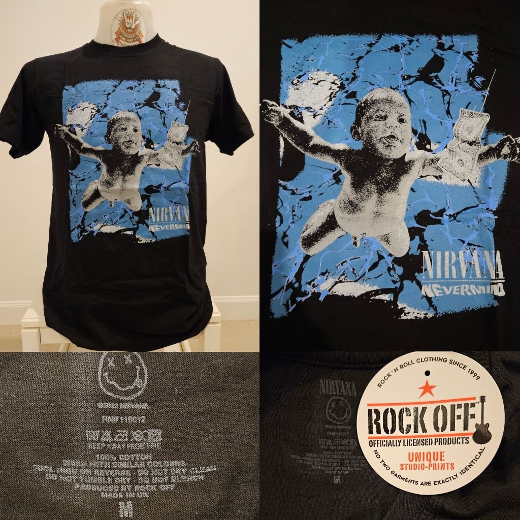🌍เสื้อวง Nirvana - NeverMind เสื้อวงงานลิขสิทธิ์แท้นำเข้า 100% ป้ายปั้มคอ UK ของแท้ สินค้ามือ1🌏