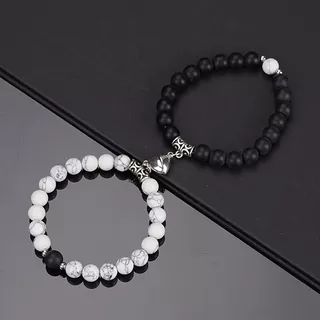 สร้อยข้อมือแม่เหล็ก 2 ชิ้น/เซต สร้อยข้อมือ ปรับได้ วันวาเลนไทน์ สร้อยคอคู่ สําหรับดึงดูด ของขวัญคนรักถัก สร้อยข้อมือคู่