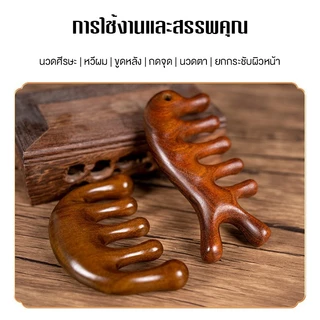 หวีสำหรับนวดหนังศีรษะ หวีไม้จันทน์สำหรับนวดหนังศีรษะ พกพาสะดวก หวีขนาดเล็ก บำรุงเส้นผม ป้องกันไฟฟ้าสถิต