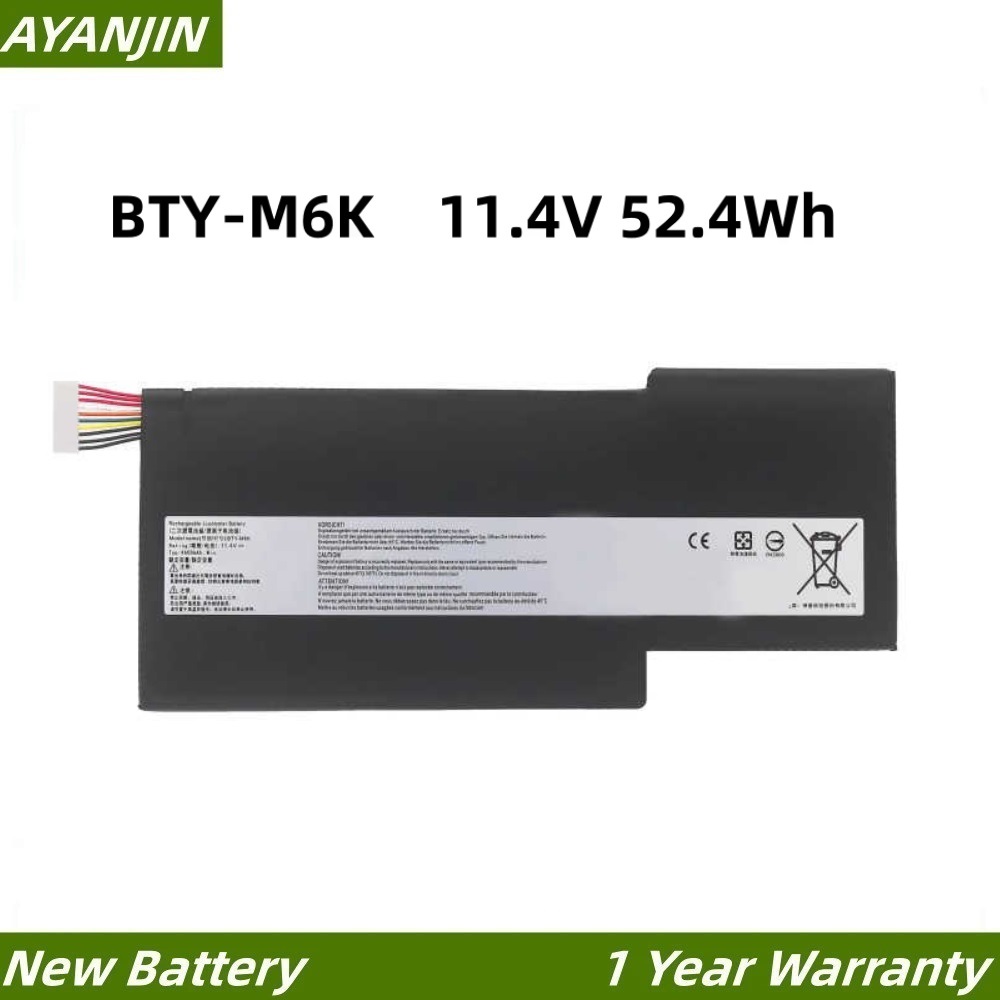 11.4V 52.4Wh 4600mAh New Laptop Battery BTY-M6K For MSI GS63-7RD GF63-8RD GF63-8RC GF75 Thin 8RD 8RC
