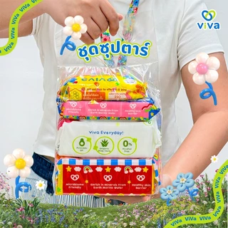 Live ViVa x Happy Sunday ทิชชู่เปียกวีว่า Suptar Set (คละ4 ห่อ) ปริมาณ248แผ่น x 1 ชุด
