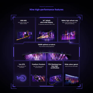 🆕 Xiaomi Curved Gaming Monitor G34WQi 2026 จอคอม | WQHD 21:9 | อัตรารีเฟรช 180Hz | ความโค้ง 1500R | HDR 400