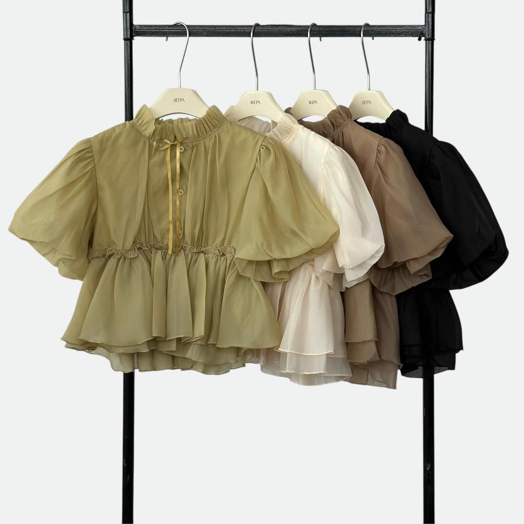 Atipashop - Dreamy Chiffon Top (#7366) เสื้อแขนตุ๊กตา ผ้าชิฟฟ่อน นุ่มพริ้ว ใส่สบาย