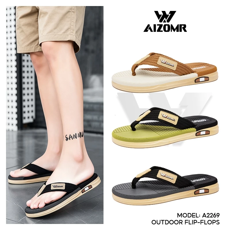AIZOMR รองเท้าแตะผู้ชาย ดีไซน์ดั้งเดิม วัสดุ EVA กันลื่น แห้งเร็ว รุ่น A2269